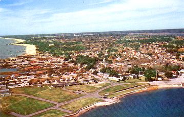 Aerial view of Historic Biloxi, Mississippi on the Gulf Coast